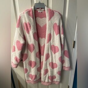 Pink and White Heart Cardigan